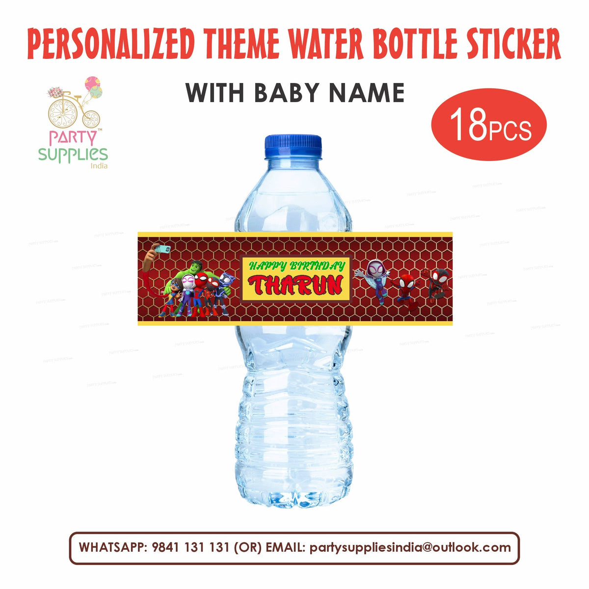 PSI Spidey and his Amazing Friends Theme Water Bottle Sticker