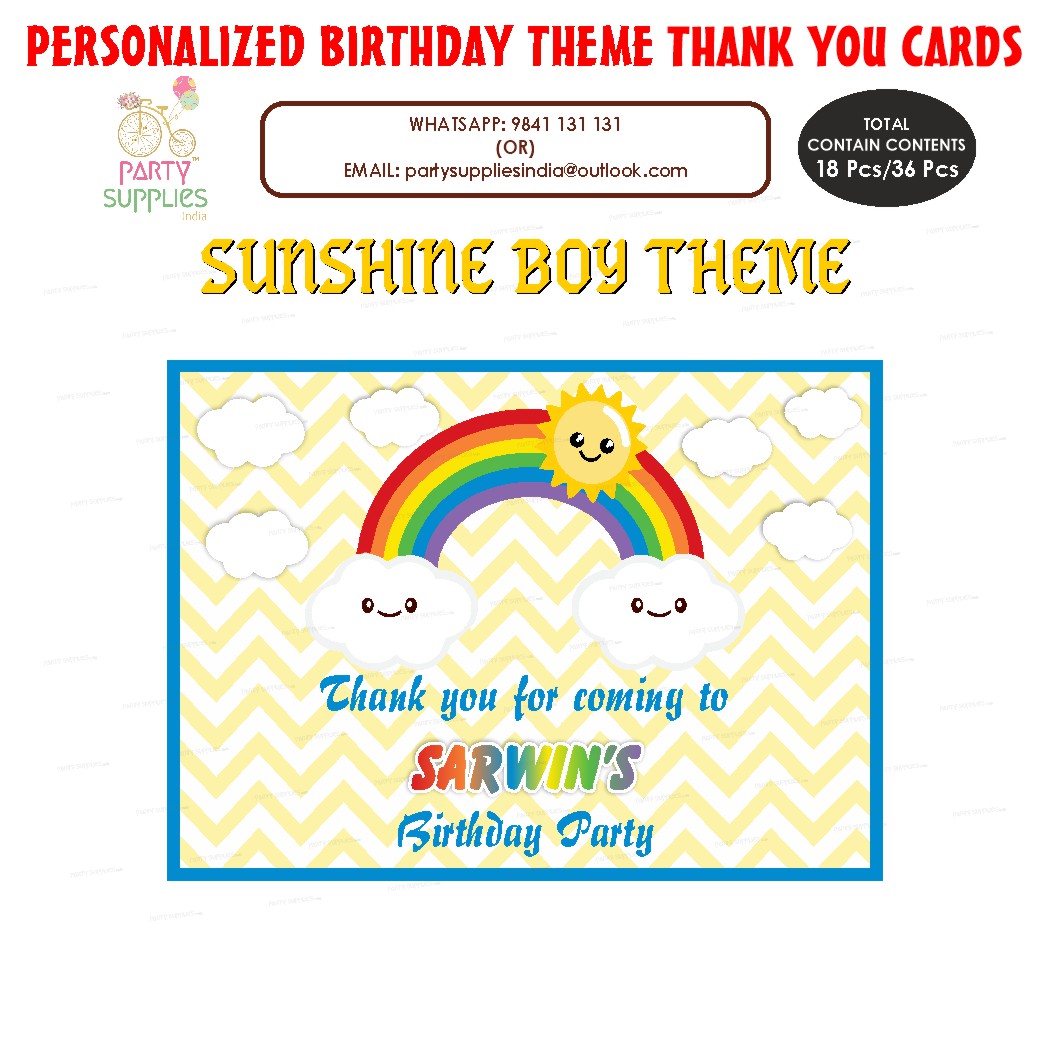 PSI Sunshine Boy Theme Thank You Card