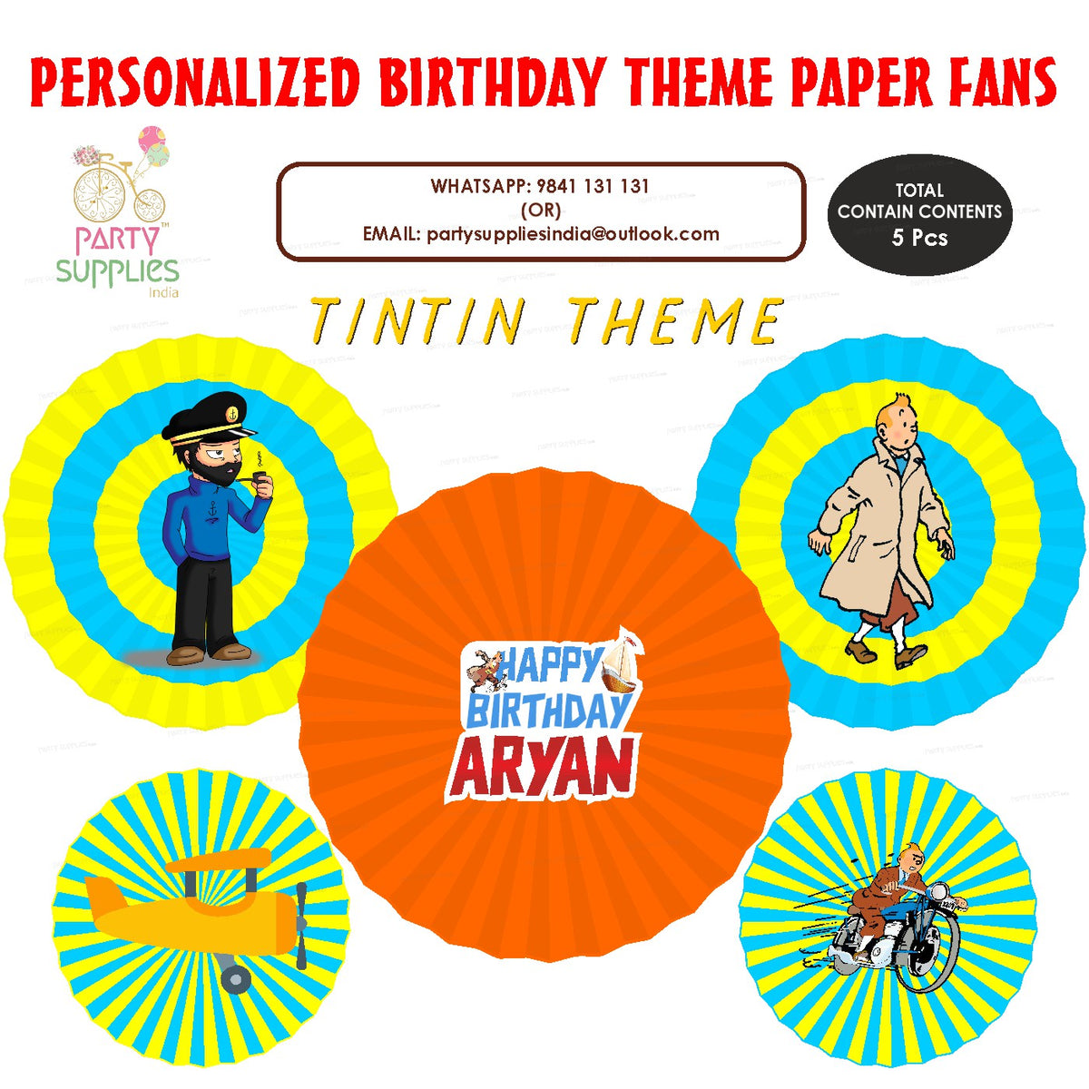 PSI Tin Tin Theme Paper Fan