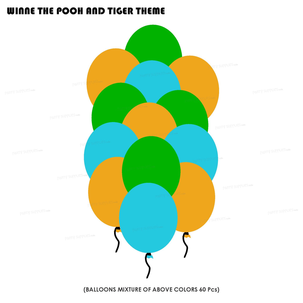 PSI Winnie the Pooh Theme Colour 60 Pcs Balloons