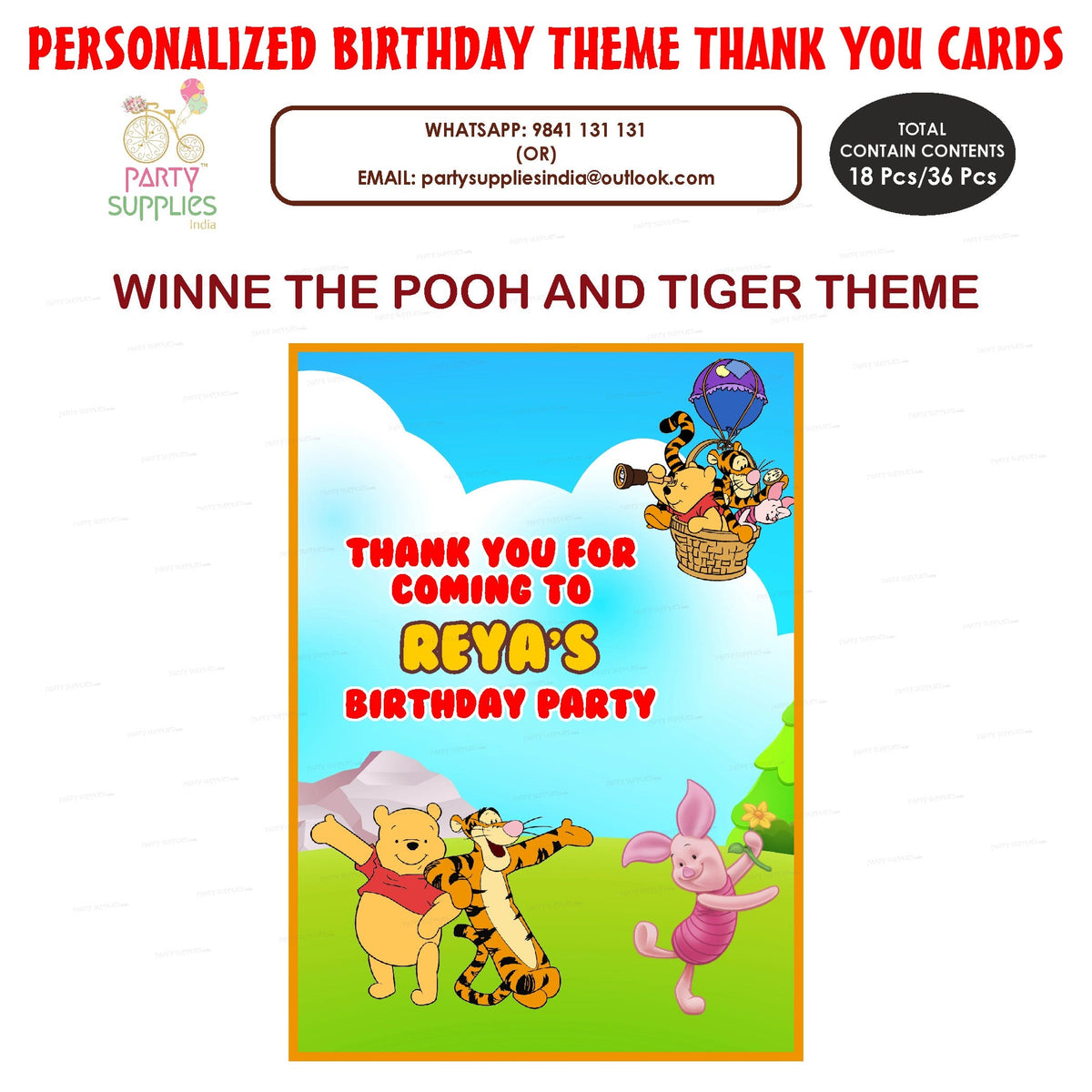 PSI Winnie the Pooh Theme Thank You Card