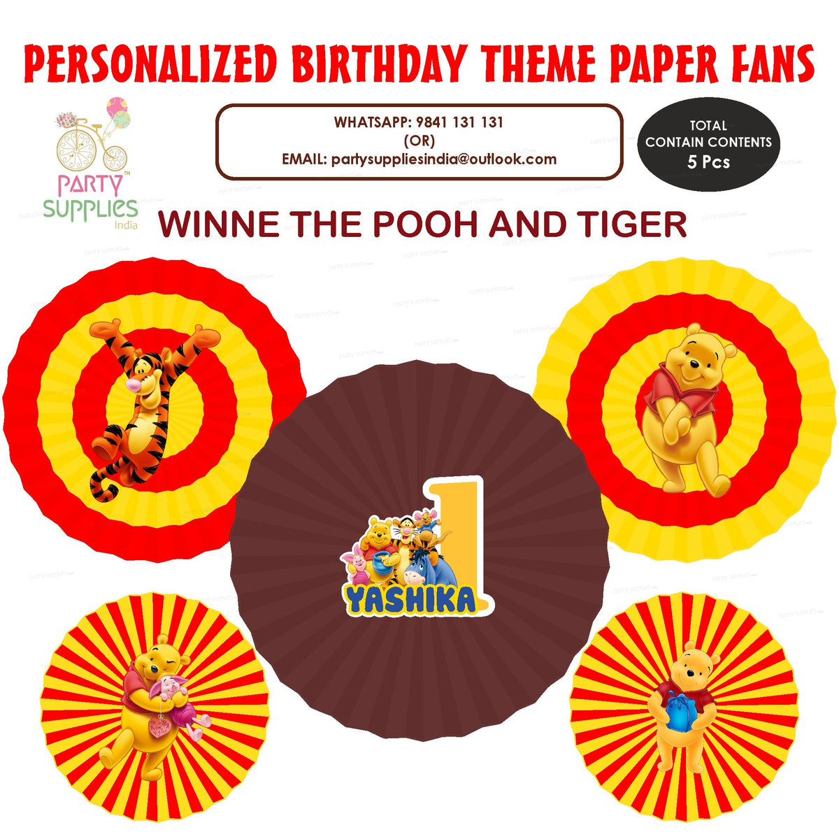 PSI Winnie the Pooh Theme Paper Fan