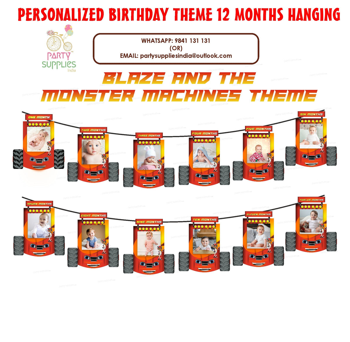 PSI Blaze and the Monster Theme 12 Months Photo Banner