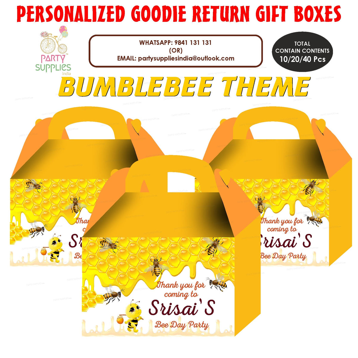 PSI Bumble Bee theme Goodie Return Gift Boxes
