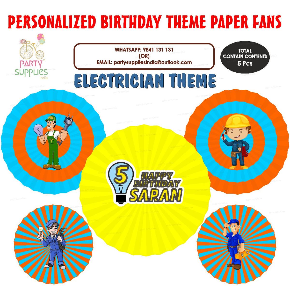 PSI Electrician Theme Paper Fan