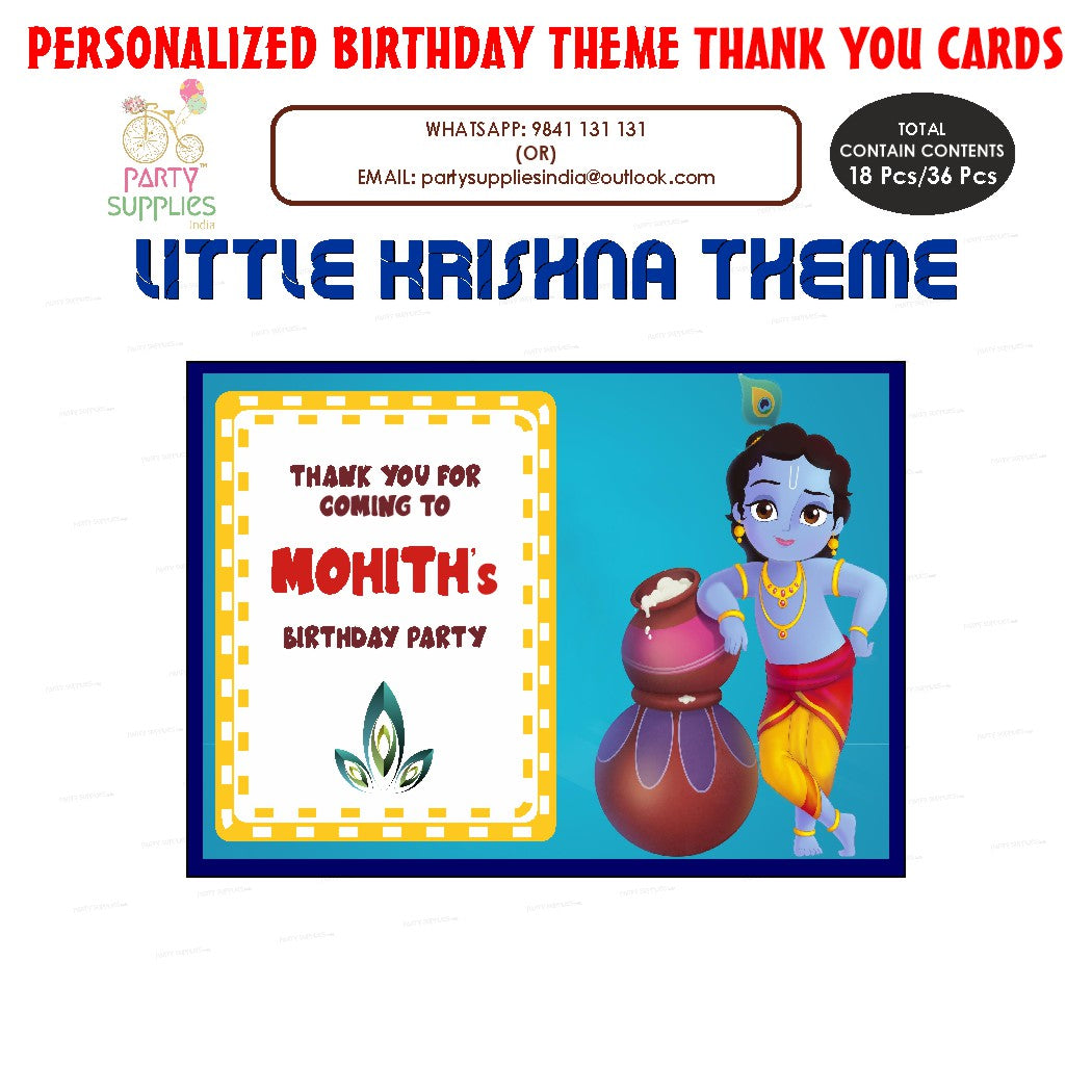 PSI Little Krishna Theme Thank You Card