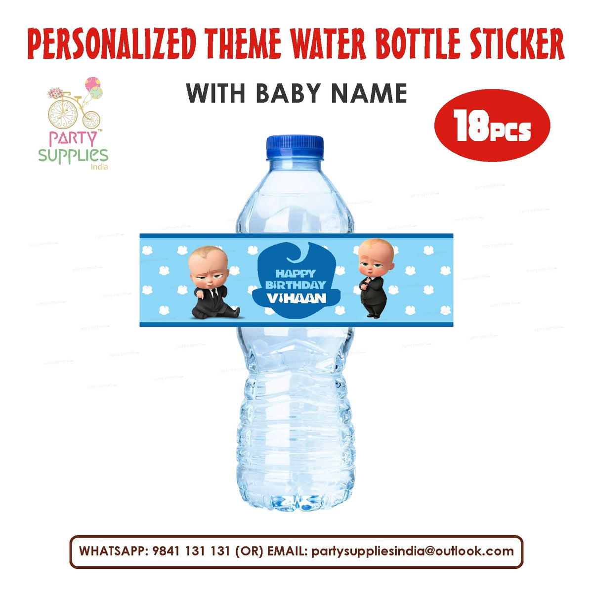 PSI Boss baby Theme Water Bottle Sticker