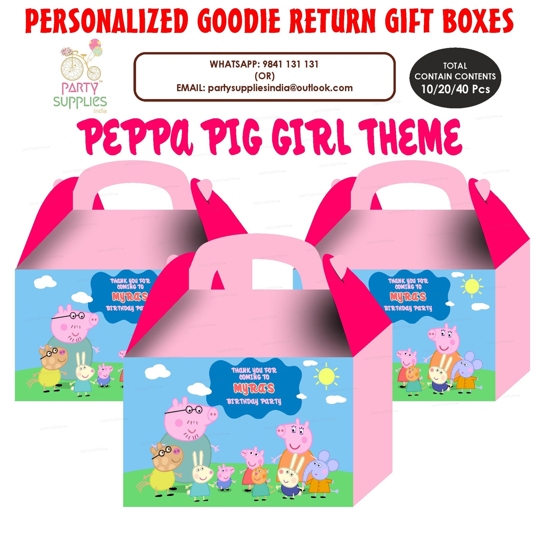 PSI Peppa Pig Girl Theme Goodie Return Gift Boxes