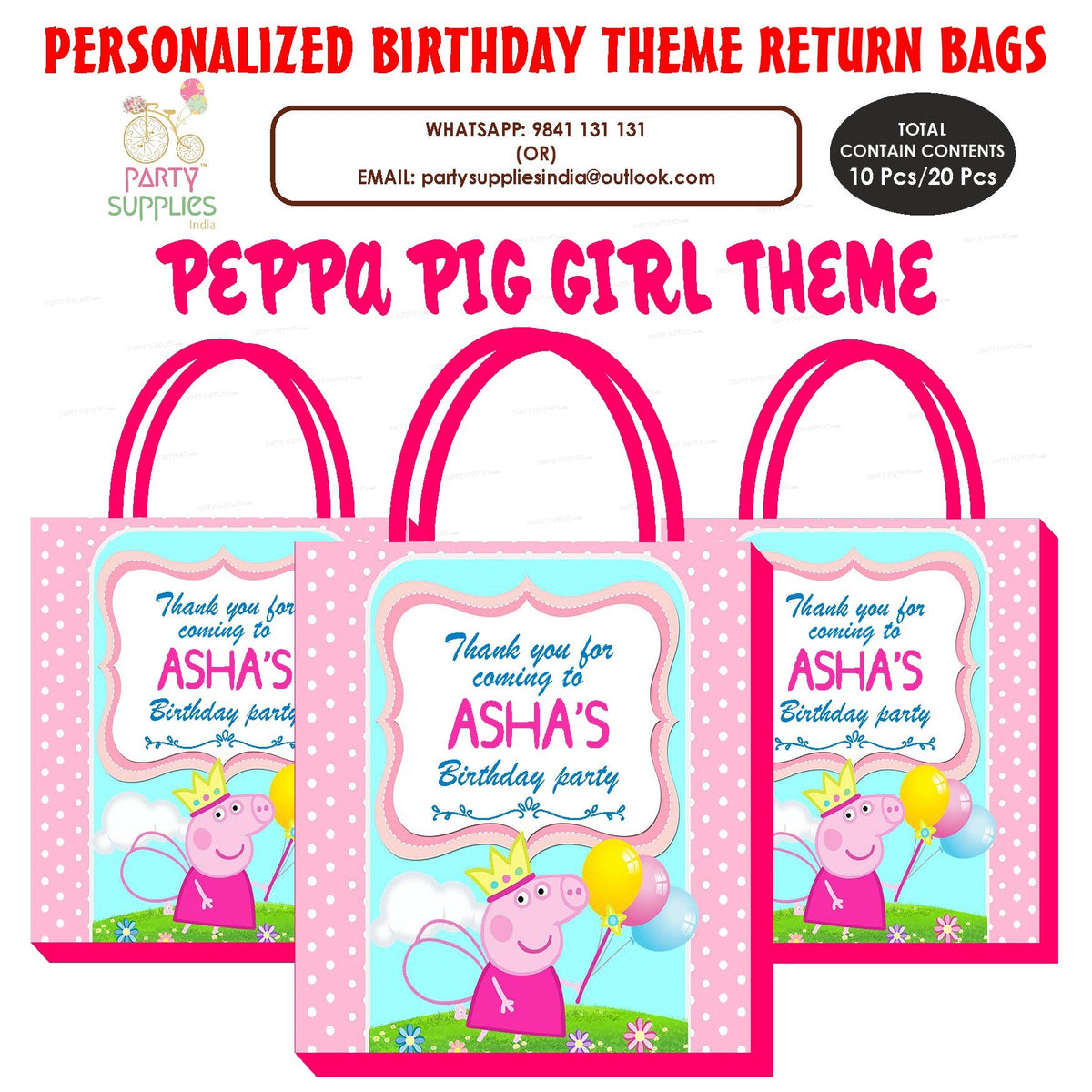 PSI Peppa Pig Girl Theme Return Gift Bag