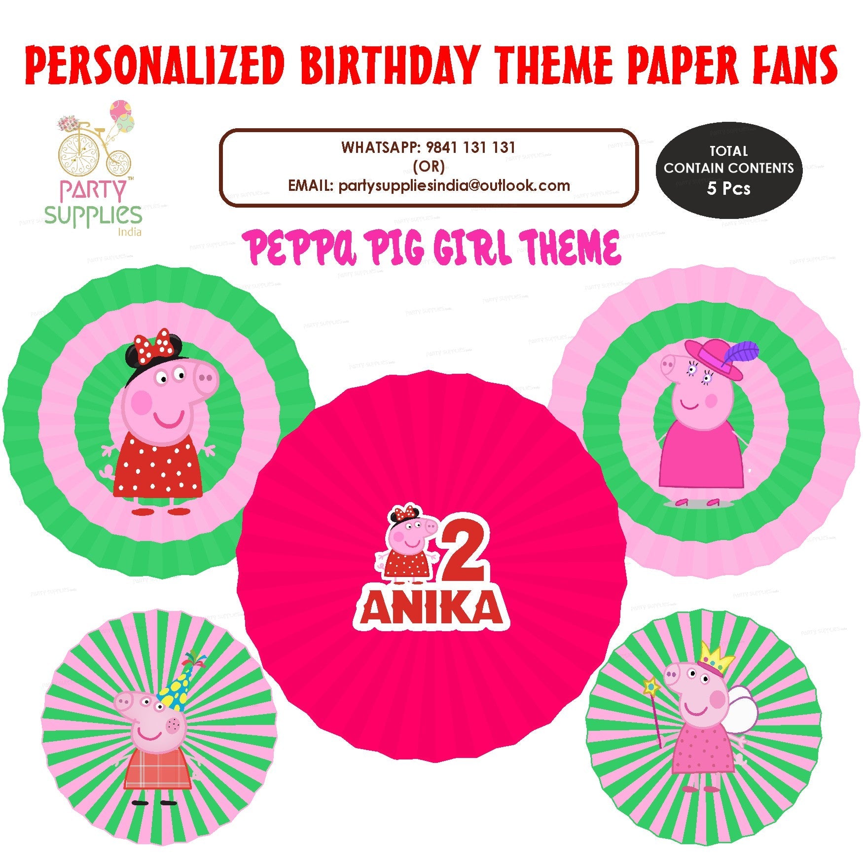 Peppa Pig Girl Paper Fan