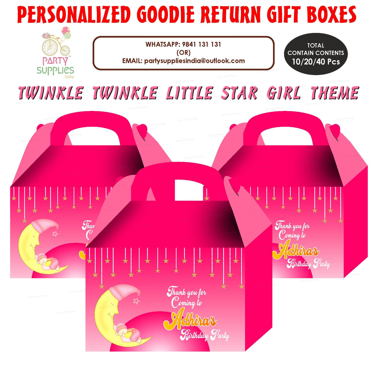 PSI Twinkle Twinkle Little Star Girl Theme Goodie Return Gift Boxes